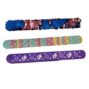 SET of 3 Claire's Slap Bracelets Unicorn / Sequins